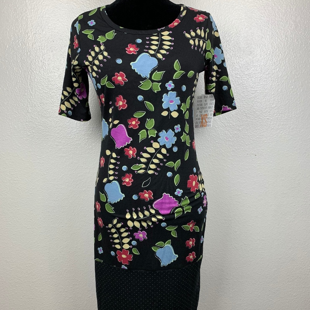 LuLaRoe Julia Black Floral Multicolor Dress